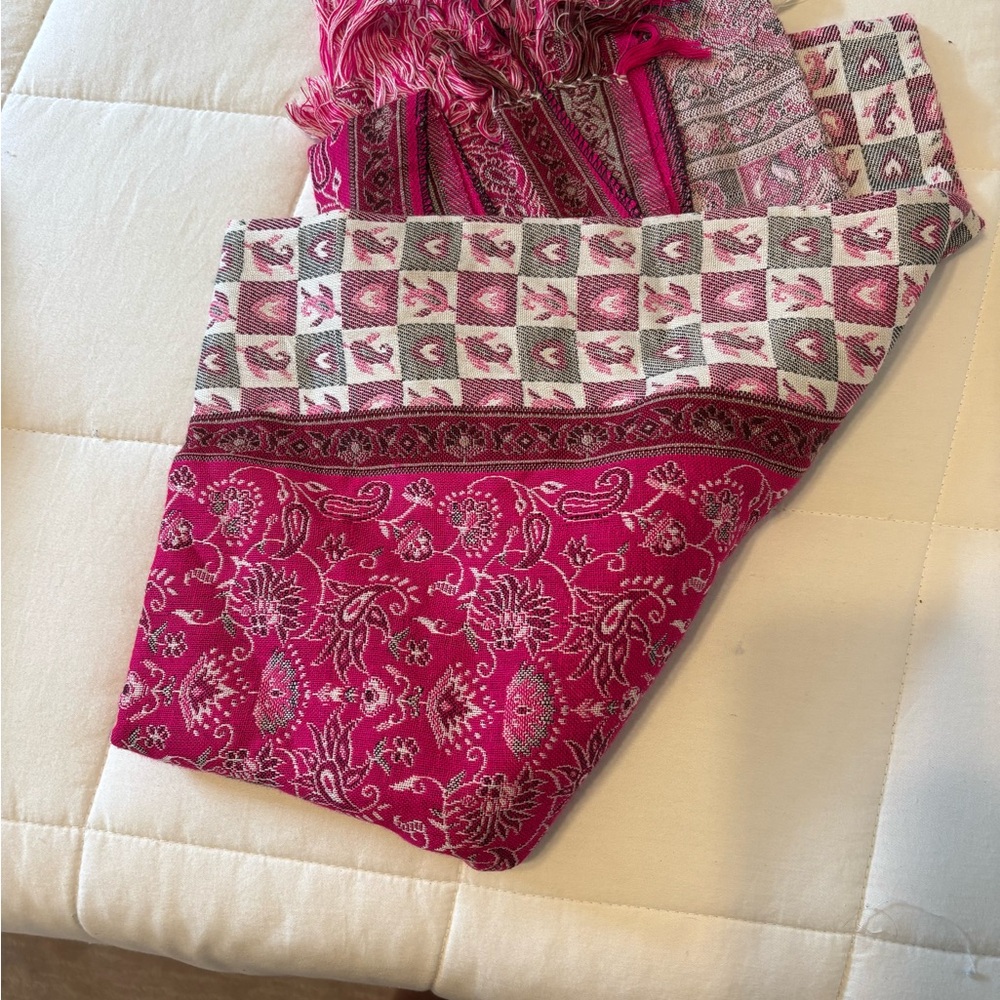Pink and Gray Patterned Scarf from Dubai